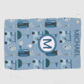 Mannen Stijlvolle Aangepaste Monogram Naam Golfhanddoek (Horizontaal)