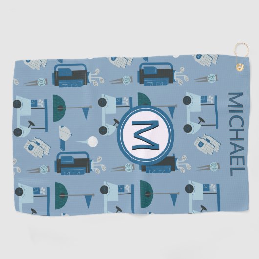 Mannen Stijlvolle Aangepaste Monogram Naam Golfhanddoek (Horizontaal)