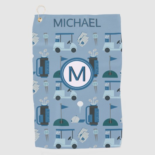 Mannen Stijlvolle Aangepaste Monogram Naam Golfhanddoek (Voorkant)
