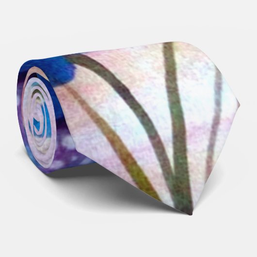 Mannen-Stropdas Blauwe Bloemen Stropdas (Opgerold)