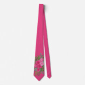 Mannen Stropdas Bright Pink Floral Bruiloft (Voorkant)