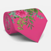 Mannen Stropdas Bright Pink Floral Bruiloft (Opgerold)