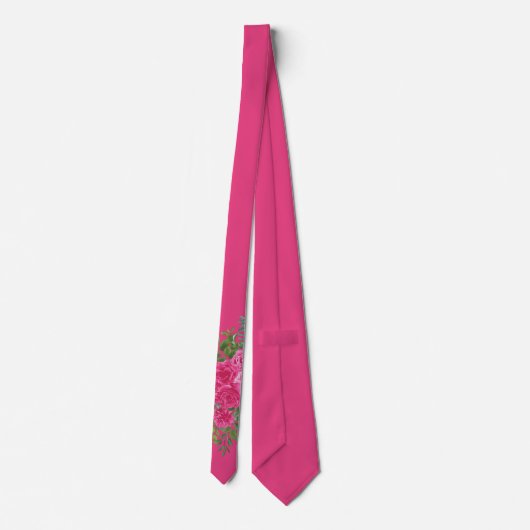 Mannen Stropdas Bright Pink Floral Bruiloft (Achterkant)