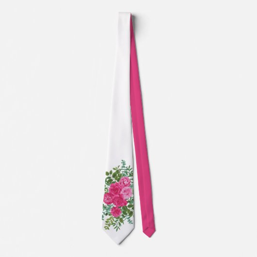 Mannen Stropdas Bright Pink Floral Bruiloft (Voorkant)