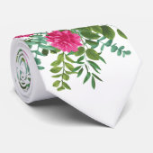 Mannen Stropdas Bright Pink Floral Bruiloft (Opgerold)