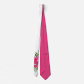 Mannen Stropdas Bright Pink Floral Bruiloft (Achterkant)