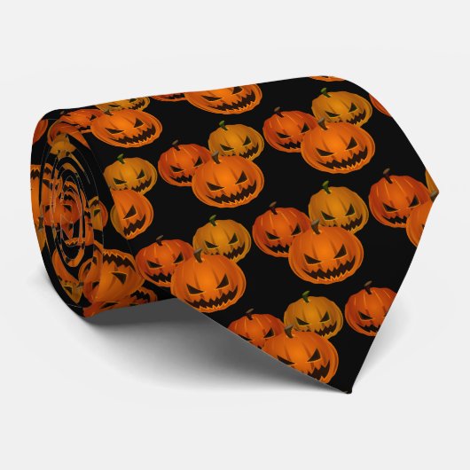 Mannen Stropdas-Halloween Pumpkins Stropdas (Opgerold)