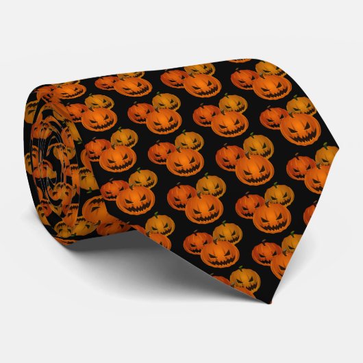 Mannen Stropdas-Halloween Pumpkins Stropdas (Opgerold)