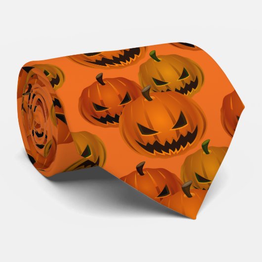 Mannen Stropdas-Halloween Pumpkins Stropdas (Opgerold)