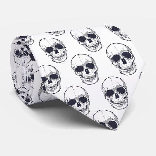 Mannen Stropdas-Halloween Skulls Stropdas (Opgerold)