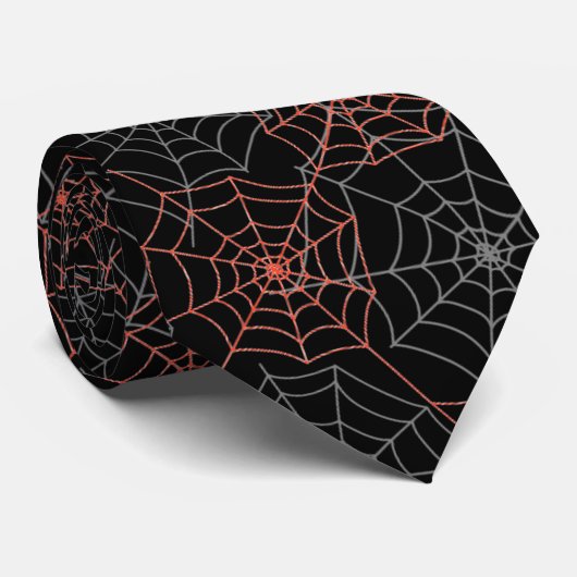 Mannen Stropdas-Halloween Spider Webs Stropdas (Opgerold)
