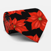 Mannen Stropdas-Kerstmis Poinsettias Stropdas (Opgerold)