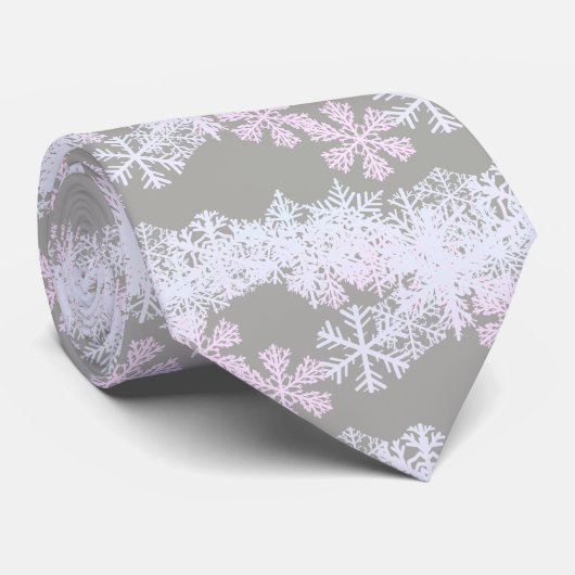 Mannen Stropdas-kerstsnowflakes-grijs Stropdas (Opgerold)
