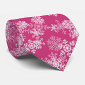 Mannen Stropdas-kerstsnowflakes in magenta roze Stropdas (Opgerold)