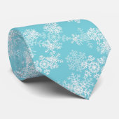 Mannen Stropdas-kerstsnowflakes in TURQ Blue Stropdas (Opgerold)