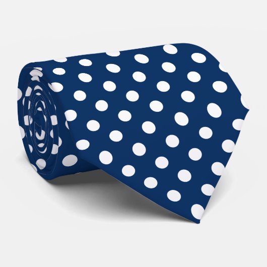 Mannen Stropdas-Navy Blue Polka-stippen Stropdas (Opgerold)