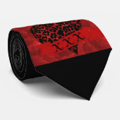 Mannen Stropdas Necktie, rood hart op zwart (Opgerold)