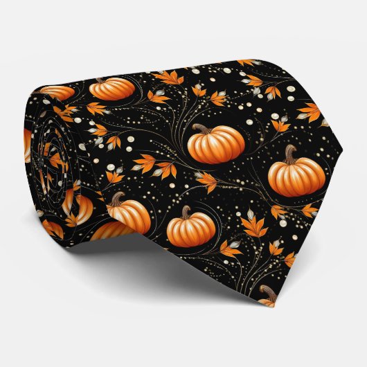 Mannen Stropdas-Oogst Pompoenen Stropdas (Opgerold)