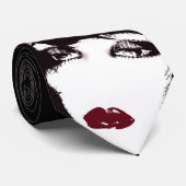 Mannen Stropdas, rood zwart wit gezicht, waar zijn Stropdas (Opgerold)