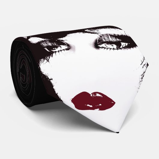 Mannen Stropdas, rood zwart wit gezicht, waar zijn Stropdas (Opgerold)