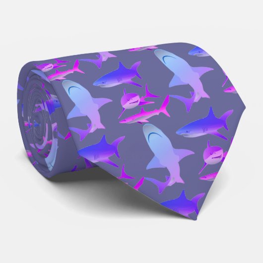 Mannen Stropdas van haaien — Paars (Opgerold)