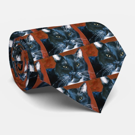 mannen Stropdas van zwarte katten (Opgerold)