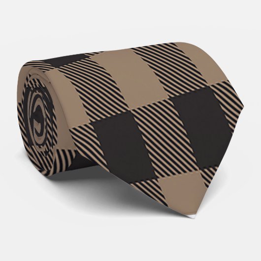 Mannen Stropdas zwart en bruin (Opgerold)