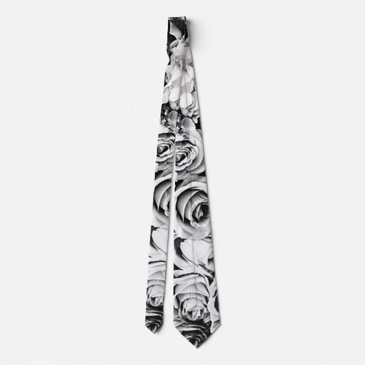 mannen stropdas zwarte en witte rozenroos (Achterkant)
