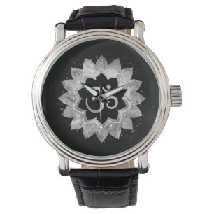 *~* Mannen Subtle Aum OM Grey Meditative Mandala Horloge