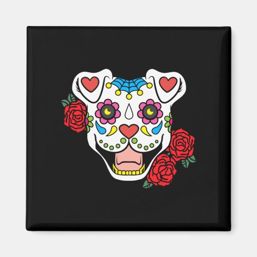 Mannen Sugar Skull Pitbull Kleding Mannen Vrouwen Magneet (Voorkant)
