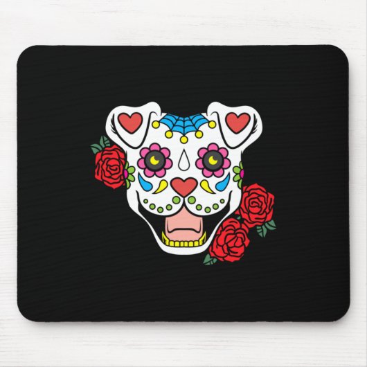 Mannen Sugar Skull Pitbull Kleding Mannen Vrouwen Muismat (Voorkant)