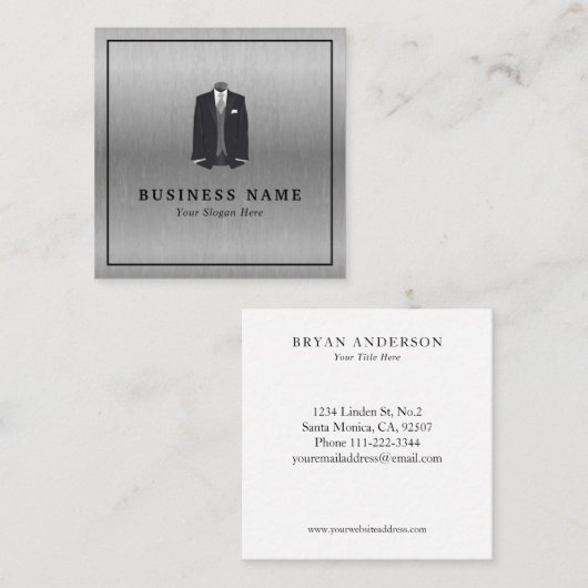 Mannen Suit, Mode-Ontwerper Vierkant Visitekaartje (Voorkant / Achterkant)