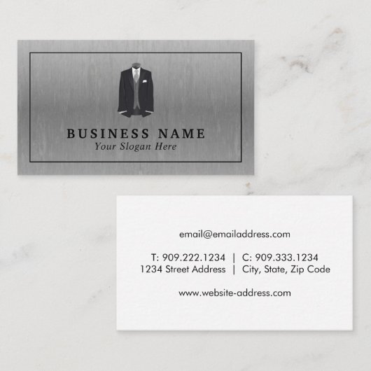 Mannen Suit, Mode-Ontwerper Visitekaartje (Voorkant / Achterkant)