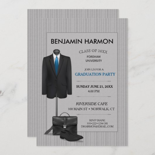 Mannen Suit Pinstripe Masculine Business Afstudere Kaart (Voorkant / Achterkant)