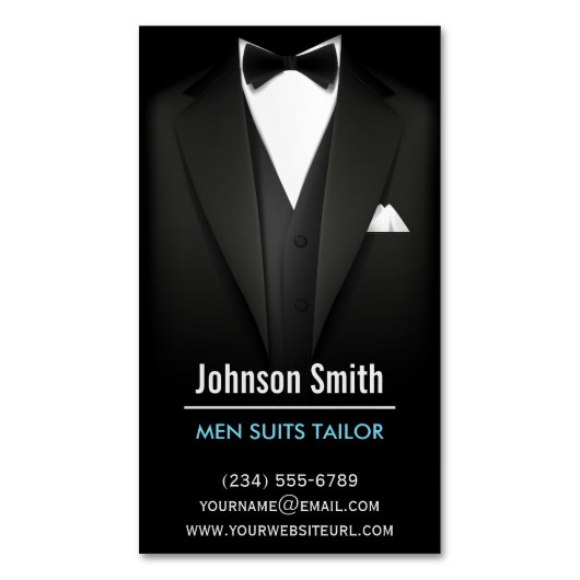 Mannen Suits Tailor - Modern Professional Black Wh Visitekaartje Magneet (Voorkant Verticaal)