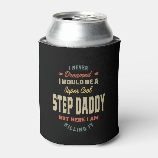 Mannen Super Cool Step Papa doodt het vader Gift Blikjeskoeler (Blikje Voorkant)