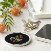 Mannen Super Cool Step Papa doodt het vader Gift Sleutelhanger (Zijkant)