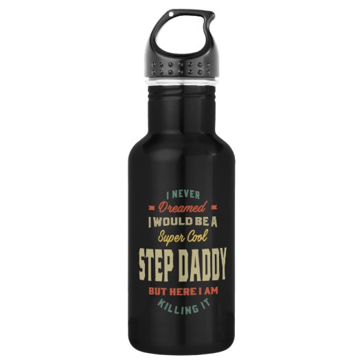 Mannen Super Cool Step Papa doodt het vader Gift Waterfles (Voorkant)