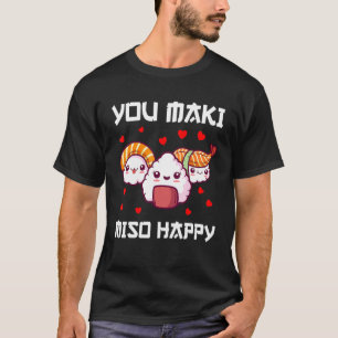 Mannen Sushi Miso Maki Japan Wasabi Nigiri Vis T-shirt