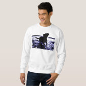 Mannen sweatshirt zwart lab in water (Voorkant volledig)