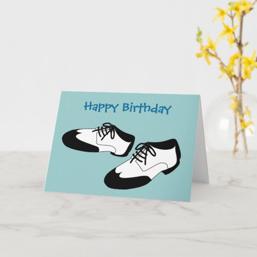 Mannen Swing-dansschoenen Happy Birthday Spats Kaart (Gele Bloem)