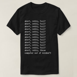 Mannen t-shirt afbreken, opnieuw proberen, falen