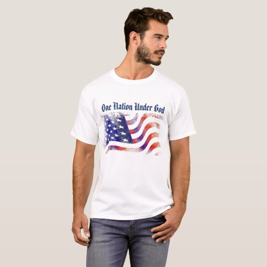 Mannen T-Shirt - Amerikaanse vlag één land onder G (Voorkant volledig)