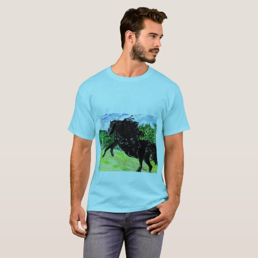 Mannen T-Shirt Black Stallion Thunder (Voorkant volledig)
