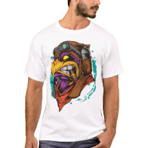 Mannen T-shirt doodle eagle rooksigaret