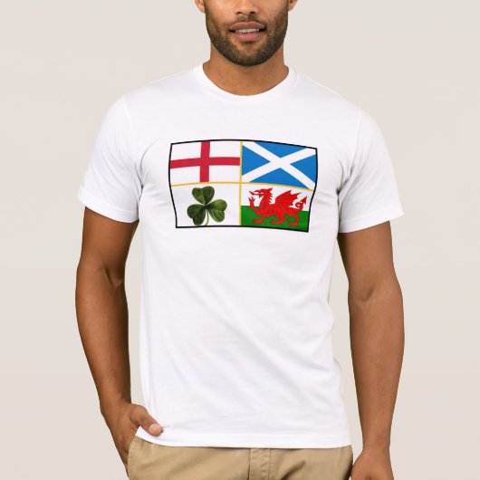 Mannen T-Shirt (Engeland, Schotland, Ierland, Wale (Voorkant)