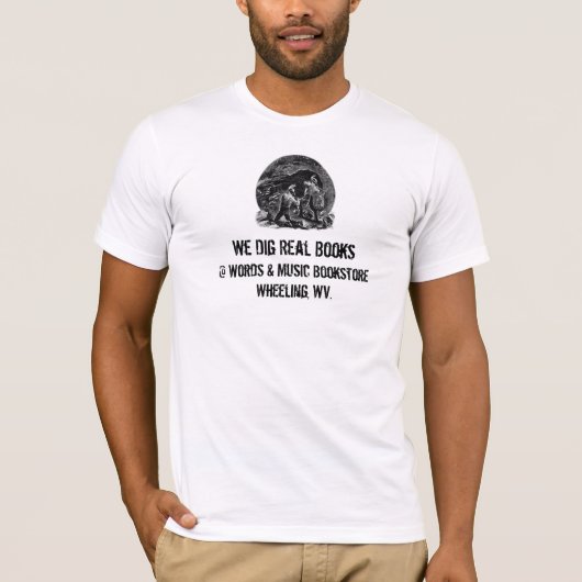 mannen t-shirt graven echte boeken (Voorkant)