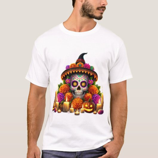Mannen T-shirt halloweenfeest (Voorkant)