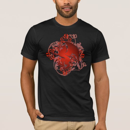 Mannen T-Shirt in de stad Fantasy Red Griffin (Voorkant)