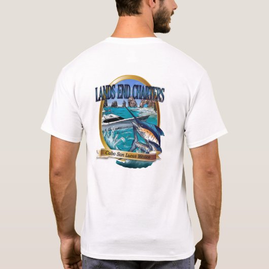 Mannen T Shirt Lands End Charters (Achterkant)